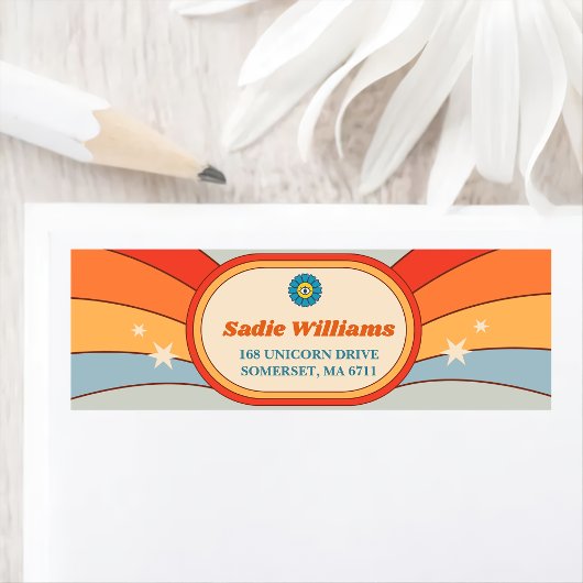 Étiquette Fête d'anniversaire super Retro Rainbow