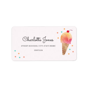Étiquette Fête de crème glacée Anniversaires de enfants rose