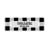 Étiquette fête de ferme rustique plaid noir et blanc de buff (Devant)