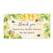 Étiquette Fête de mariage abeille bourdon fleur jaune merci (Devant)