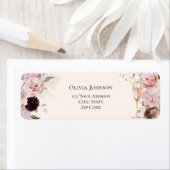 Étiquette Fête de mariage au Champagne Floral Rose  (En situation)