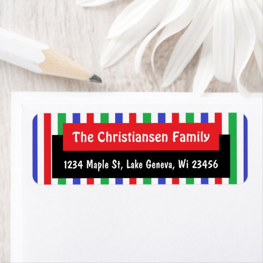 Étiquette Fête de Noël vert rouge (En situation)