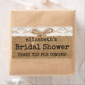 Étiquette Fête des mariées Burlap et dentelle (En situation)