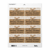 Étiquette Fête des mariées Burlap et dentelle (Feuille entière)