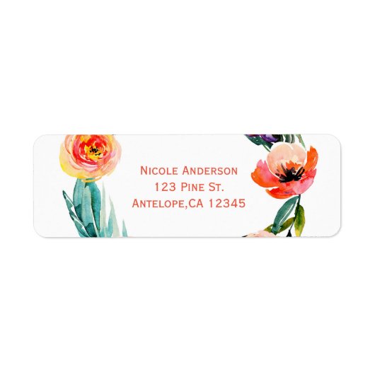 Étiquette Fête des mariées d'aquarelle brillante gras fleuri (Devant)