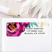 Étiquette Fête des mariées d'aquarelle florale moderne rose (En situation)