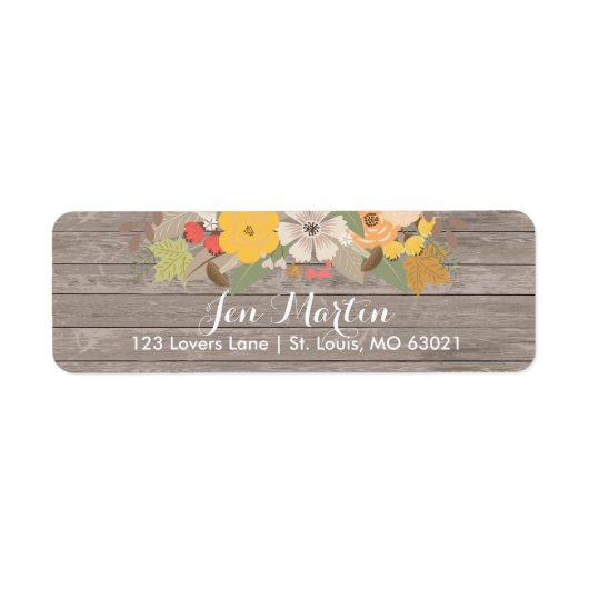 Étiquette Fête des mariées de fleurs de automne rustique (Devant)