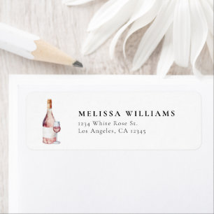 Étiquette Fête des mariées de vin rose moderne Adresse de re