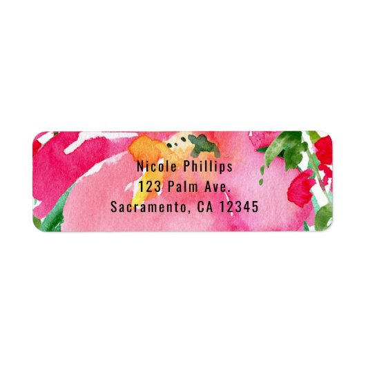 Étiquette Fête des mariées d'été à fleurs d'aquarelle rose (Devant)