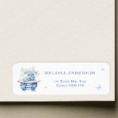 Étiquette Fête des mariées en bleu et blanc chinois Adresse