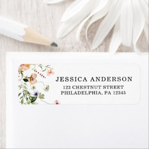 Étiquette Fête des mariées fleur sauvage rose rustique Étiqu