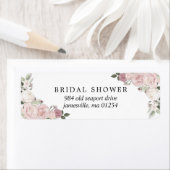 Étiquette Fête des mariées florale rose pâle Adresse de reto (En situation)