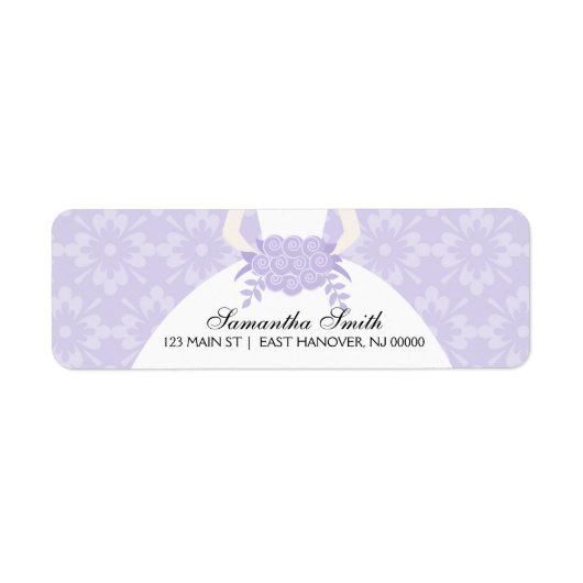 Étiquette Fête des mariées pourpre Damask (Devant)