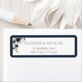 Étiquette Fête des mariées Rose Bleu Marine Adresse de retou (En situation)