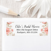 Étiquette Fête des mariées rose florale élégante Adresse de (En situation)