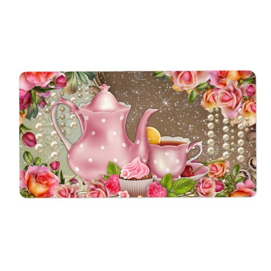 Étiquette Fête des mariées Tea Party Bouteille d'eau Étiquet (Devant)