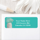 Étiquette Fête des mariées turquoise Mason Jar & Babys Respi (En situation)