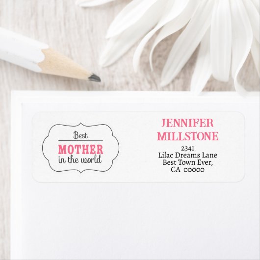 Étiquette Fête des mères maman aquarelle dessin fille. (En situation)