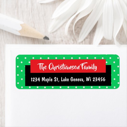 Étiquette Fête des points rouges verts de Noël (En situation)