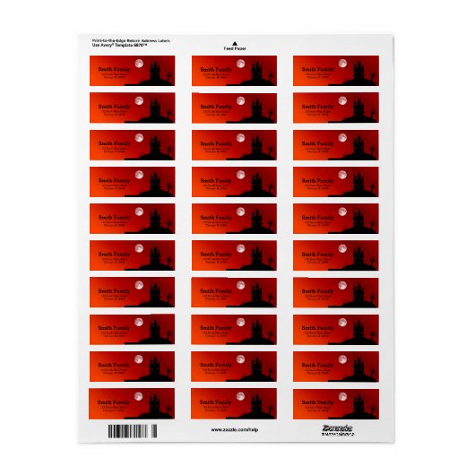 Étiquette Fête d'Halloween (Feuille entière)