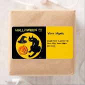 ÉTIQUETTE FÊTE D'HALLOWEEN CHAT NOIR (En situation)