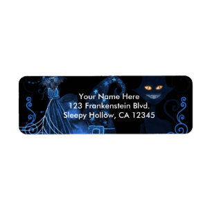 Étiquette Fête d'Halloween magique Chat noir Lumière bleue