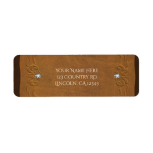 Étiquette Fête Marron de Cuir Rustique Occidental et Diamant