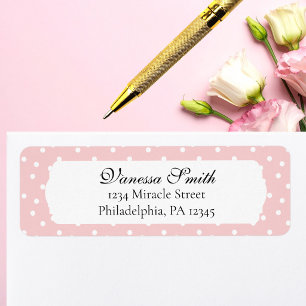 Étiquette Fête Prénatale Bébé Fille Rose Points Adresse de R