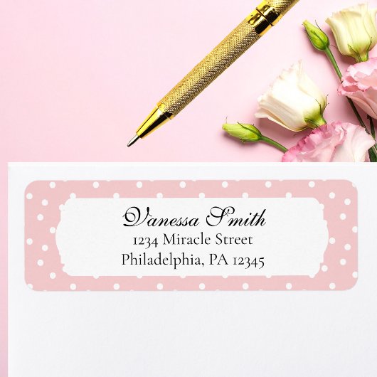 Étiquette Fête Prénatale Bébé Fille Rose Points Adresse de R