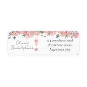 Étiquette Fête prénuptiale d'été à l'aquarelle avec des péta (Devant)