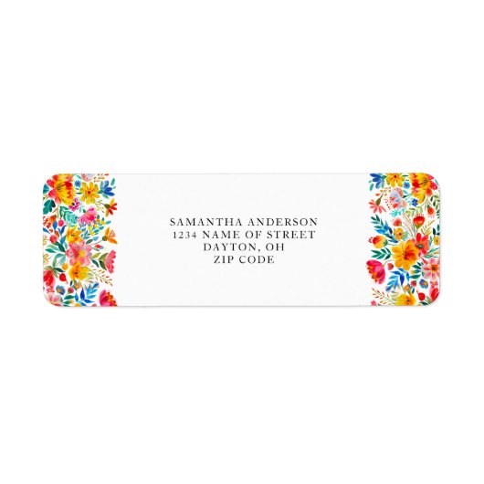 Étiquette Fête rouge Floral mexicain (Devant)