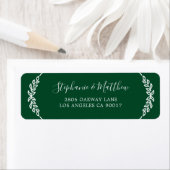 Étiquette Feuillage Blanc Vert foncé Élégant Mariage (En situation)
