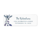 Étiquette Feuillage bleu sur blanc (Devant)