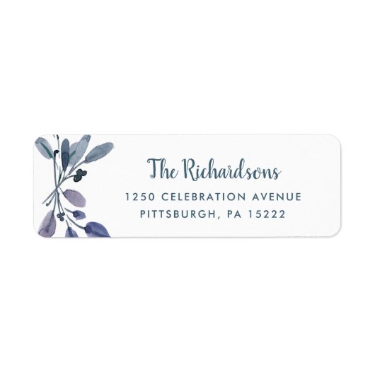 Étiquette Feuillage bleu sur blanc (Devant)