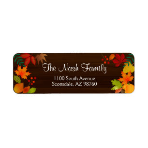 Étiquette Feuillage coloré d'automne pour le thanksgiving