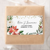 Étiquette Feuillage d'aquarelle Holly Leaf Adresse de Noël L (En situation)