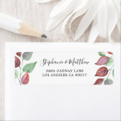 Étiquette Feuillage d'aquarelle peint de Bourgogne moderne (En situation)