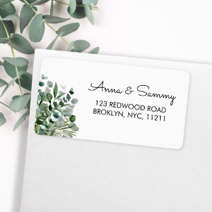 Étiquette Feuillage de feuilles vertes d'eucalyptus Adresse