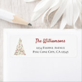 Étiquette Feuillage de Noël stylisé et baies d'hiver (En situation)