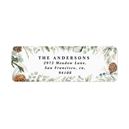 Étiquette Feuillage minimal moderne feuillage vert d'hiver f (Devant)