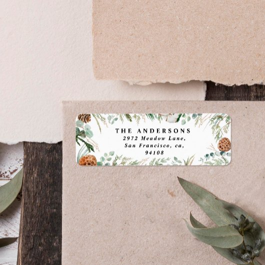 Étiquette Feuillage minimal moderne feuillage vert d'hiver f