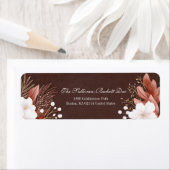 Étiquette Feuille Blanche Fleur de Texture Marron Mocha (En situation)