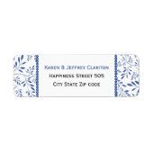 Étiquette Feuille bleu Indigo motif et mariage cadre (Devant)