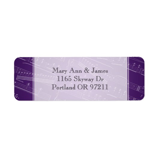 Étiquette Feuille d'adresse de mariage élégante Musique viol (Devant)