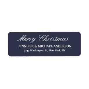 Étiquette Feuille de famille du message de Noël Joyeux bleu