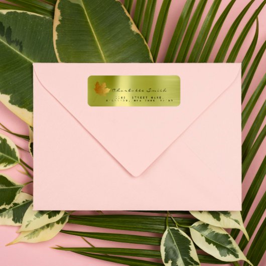 Étiquette Feuille d'érable d'or Linge d'adresse de retour Ét