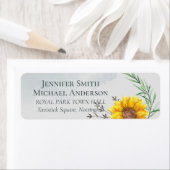 Étiquette Feuille d'olive tournesols Mariage rustique (En situation)