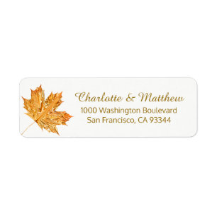 Étiquette Feuille d'or blanc d'automne de chute épousant