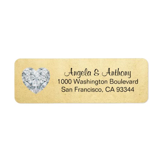 Étiquette Feuille d'or élégante chique épousant l'adresse de