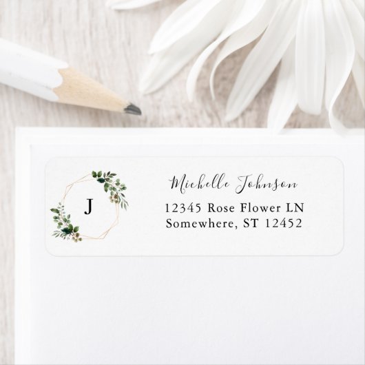 Étiquette feuille & Eucalyptus Gold Return Adresse (En situation)